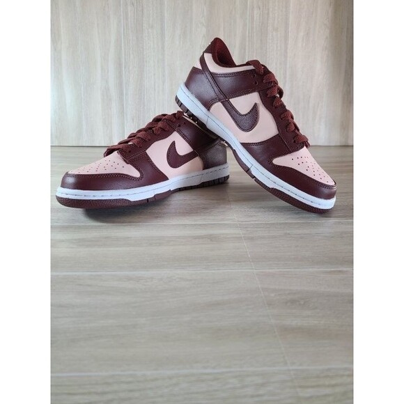 Nike Dunk Low Dark Team Red FB9109-600 Youth 5.5 GS Sneakers Maroon Pink Leather - Picture 1 of 10